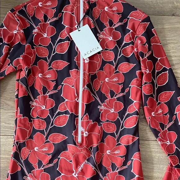 Acacia Swimwear Red Floral Bodysuit - Picture 7 of 8